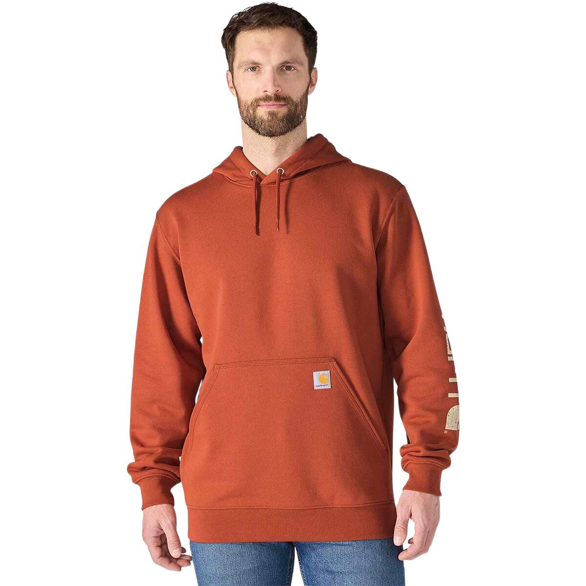 Image of Carhartt Midweight Signature Sleeve Hooded Sweatshirt - Men's Homestead Red, L