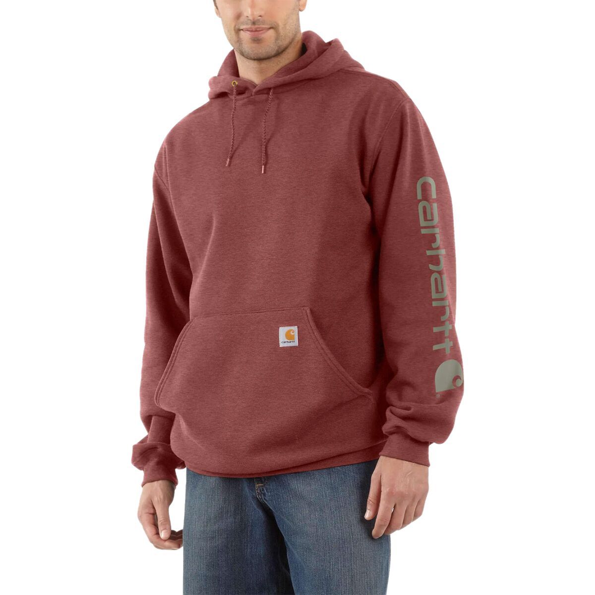 Carhartt Midweight Signature Sleeve Hooded Sweatshirt - Men's Iron Ore Heather, XS