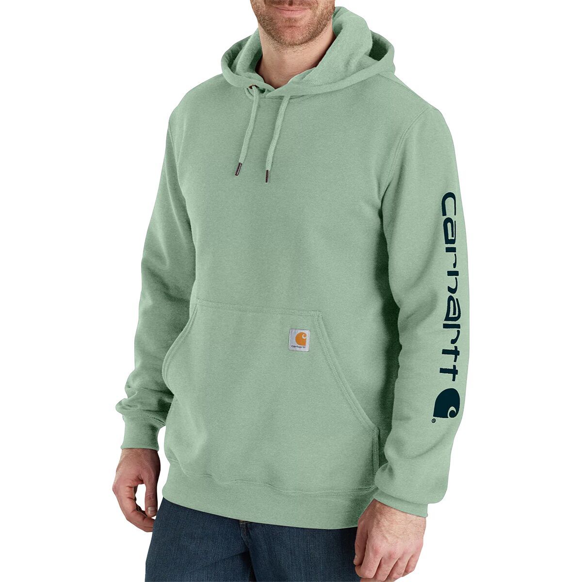 Carhartt Midweight Signature Sleeve Hooded Sweatshirt - Men's Jade Heather, M