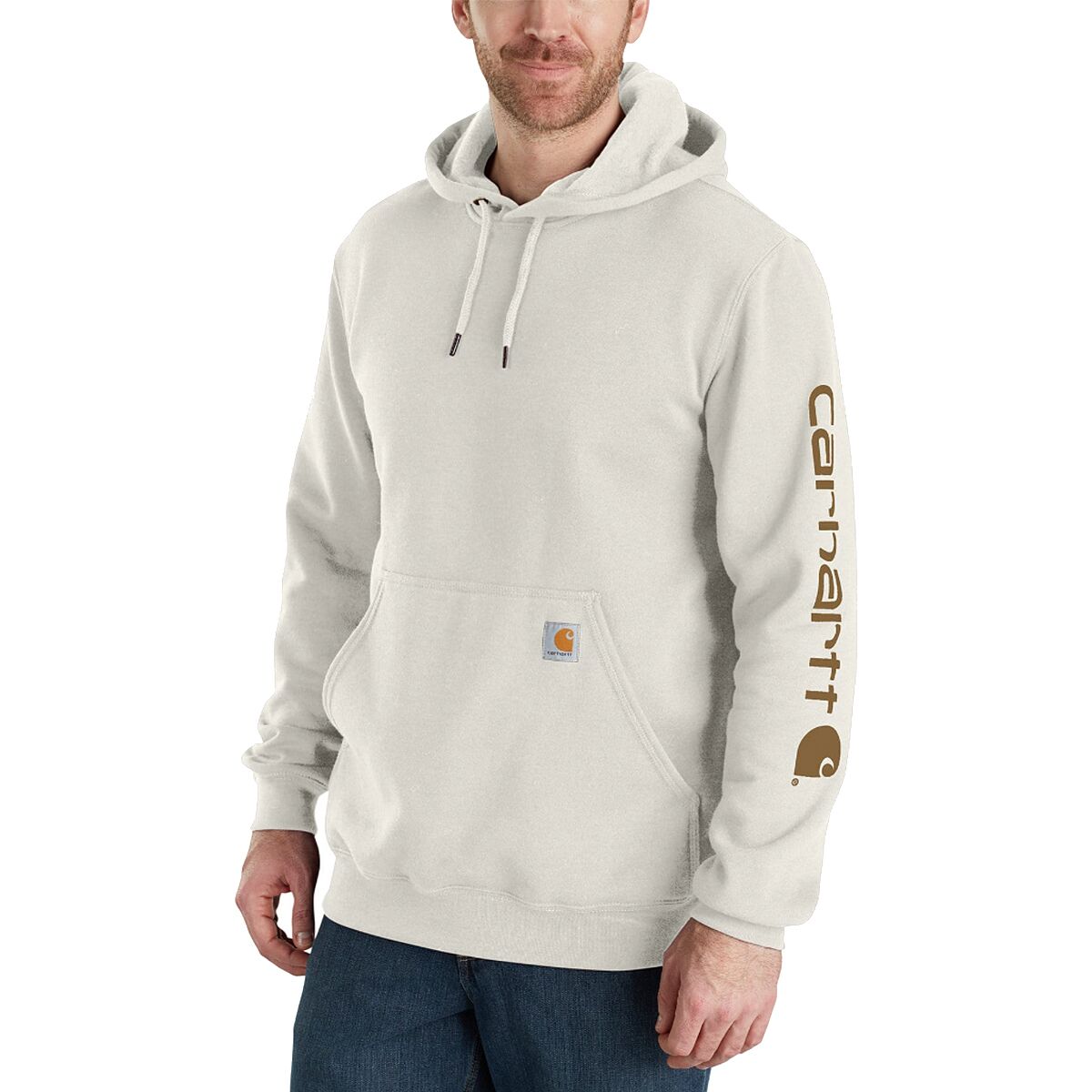 Image of Carhartt Midweight Signature Sleeve Hooded Sweatshirt - Men's Malt, S