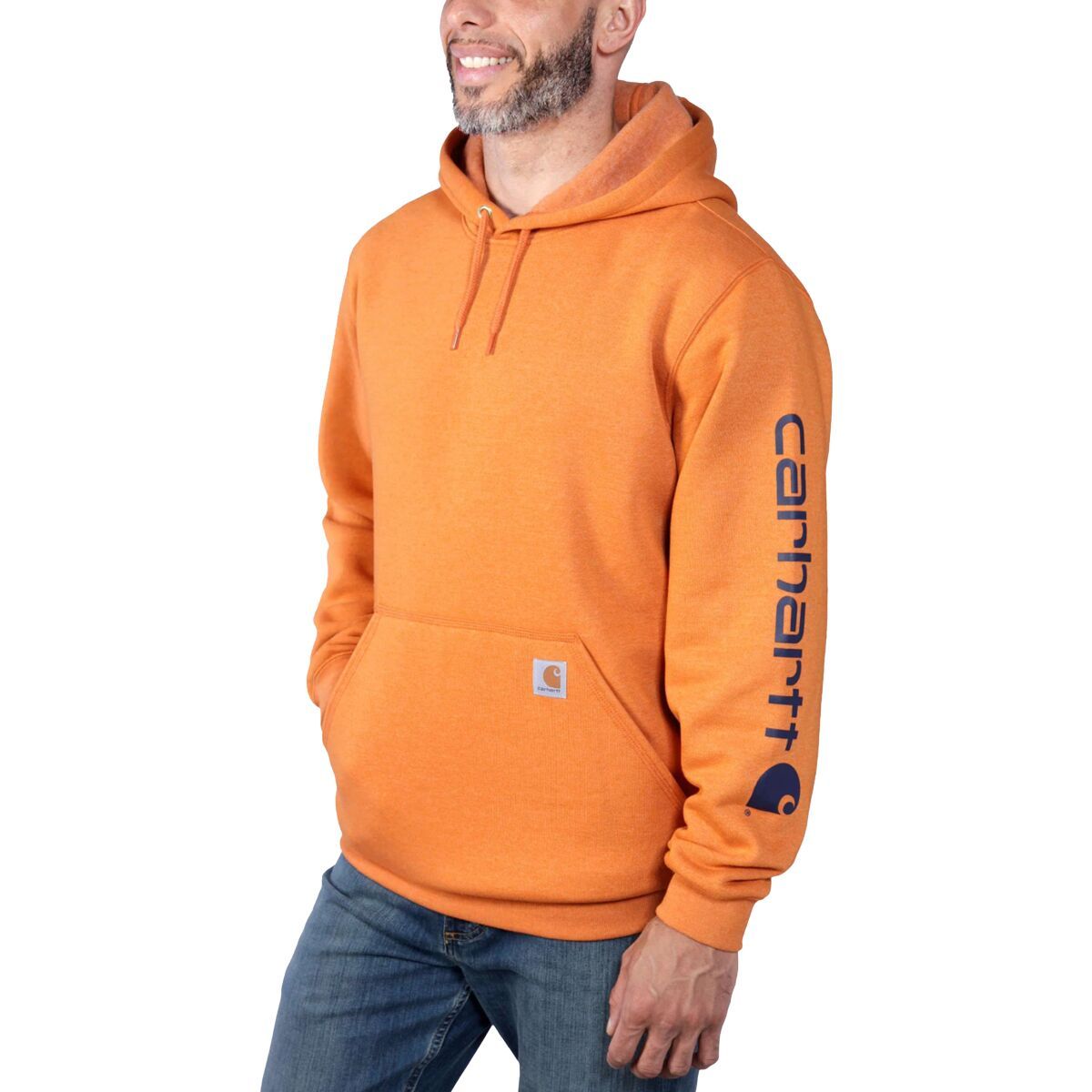 Carhartt Midweight Signature Sleeve Hooded Sweatshirt - Men's Marmalade Heather, S