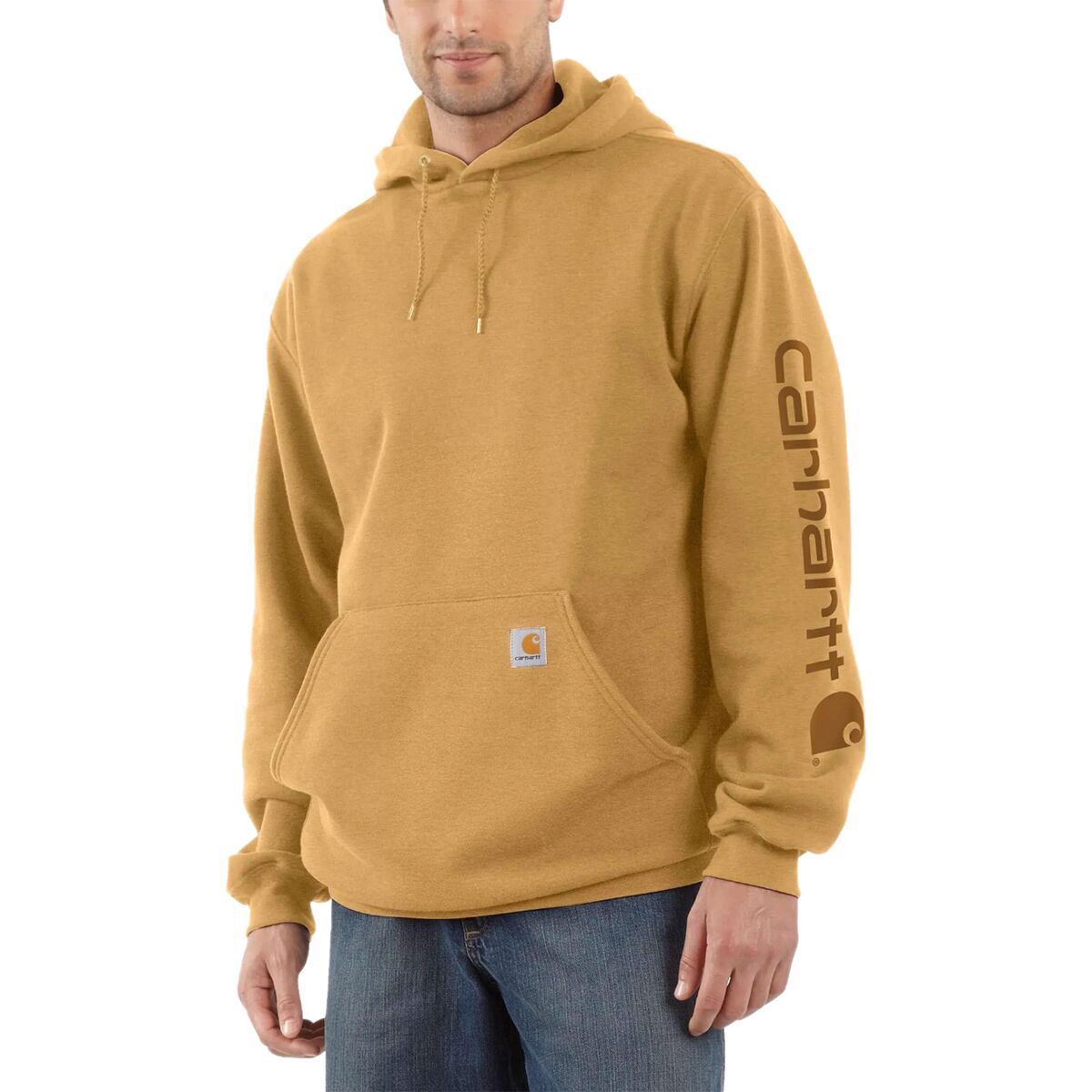 Carhartt Midweight Signature Sleeve Hooded Sweatshirt - Men's Yellowstone Heather, 3XLT