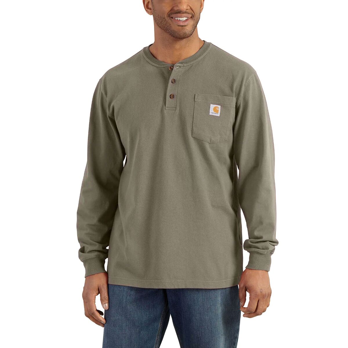 Workwear Pocket Long-Sleeve Henley Shirt - Men