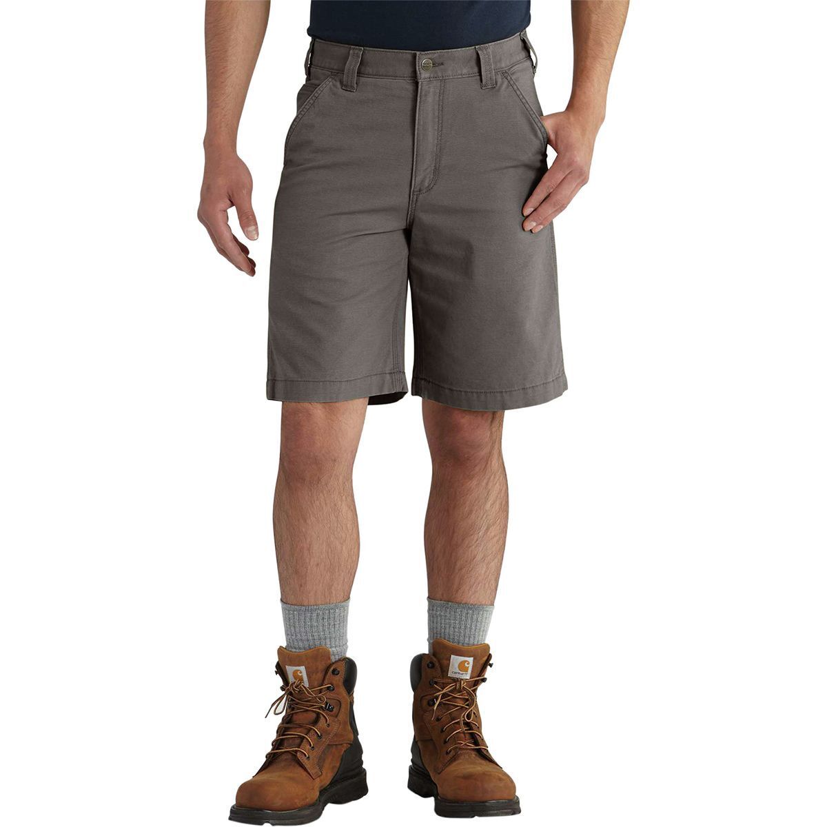 Image of Carhartt Relaxed 10in Rigby Dungaree Short - Men's Gravel, 36