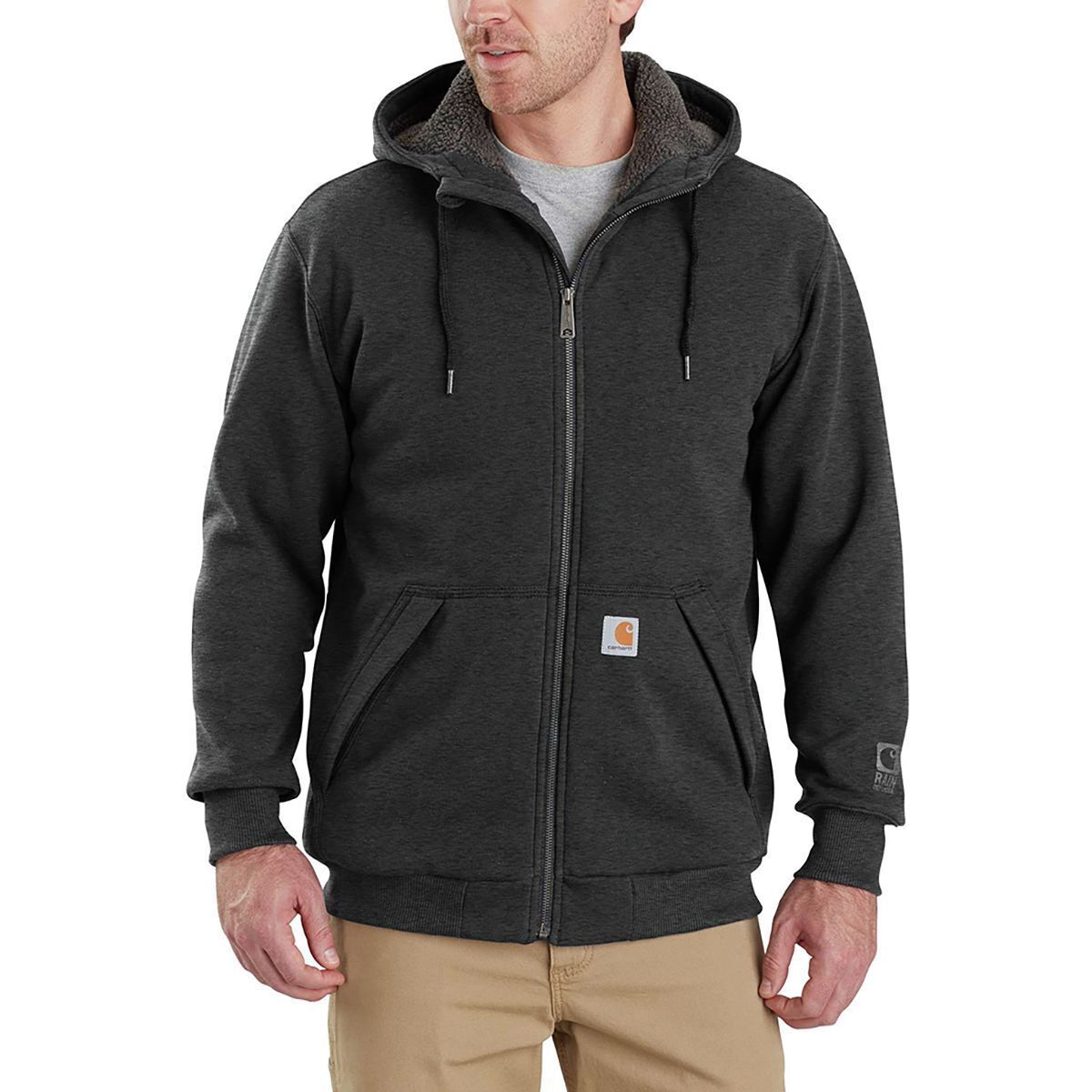 Carhartt Rain Defender Rockland Full-Zip Hooded Sweatshirt - Men's Carbon Heather, 3XLT