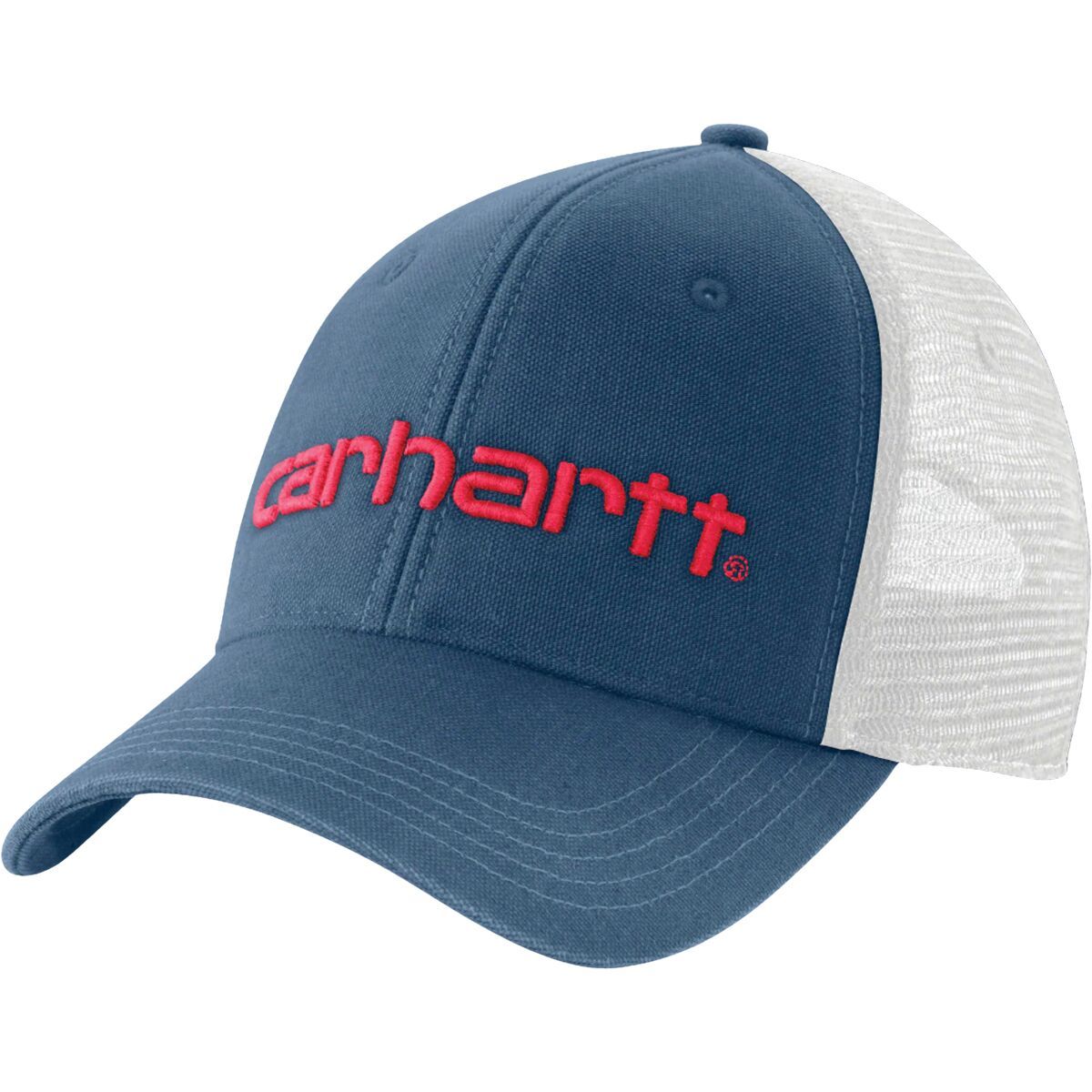 Image of Carhartt Canvas Mesh-Back Logo Graphic Cap Deep Ocean, One Size