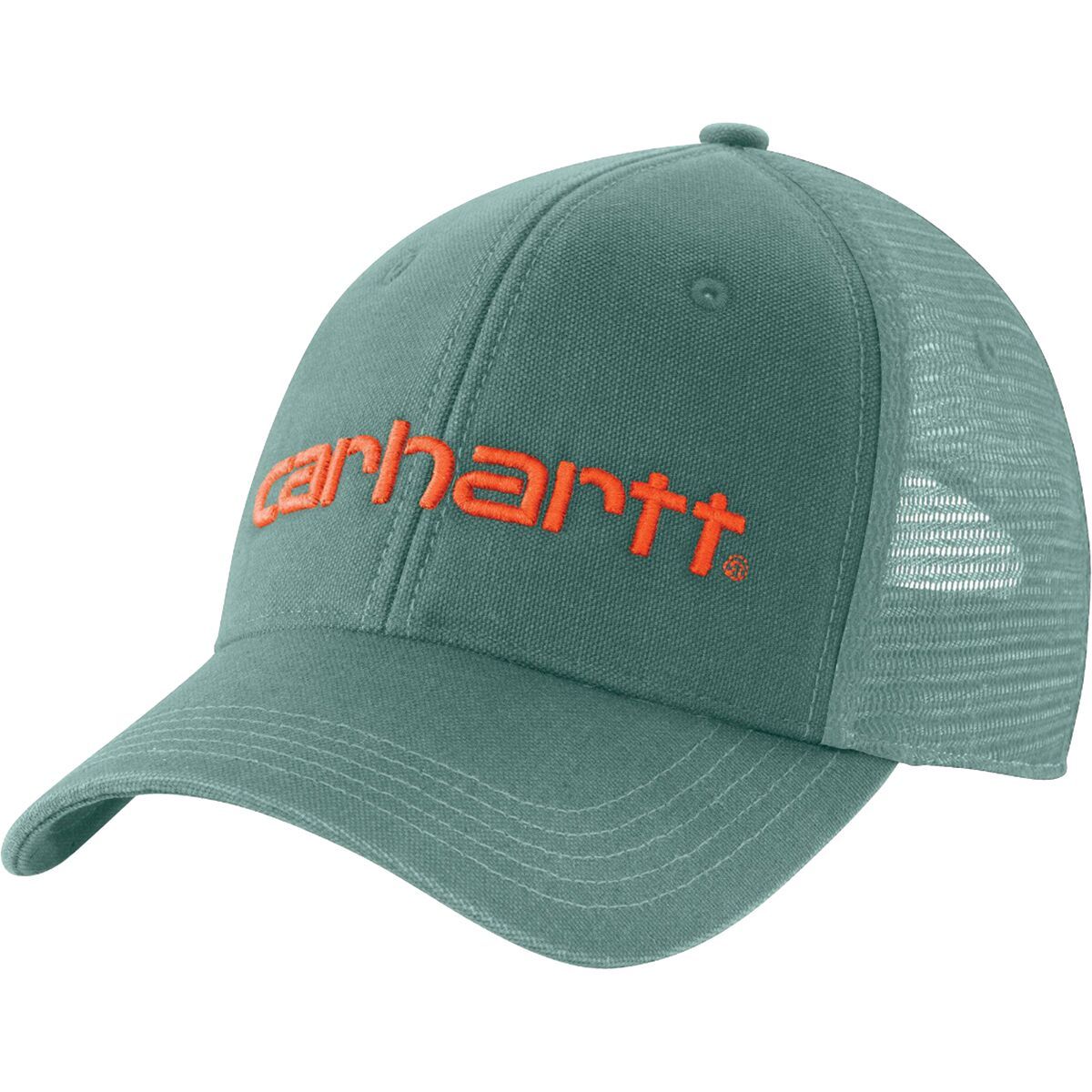 Carhartt Canvas Mesh-Back Logo Graphic Cap Slate Green, One Size