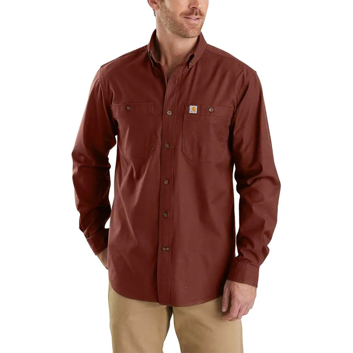 Carhartt Rugged Flex Midweight Canvas Long-Sleeve Shirt - Men's Mineral Red, LT