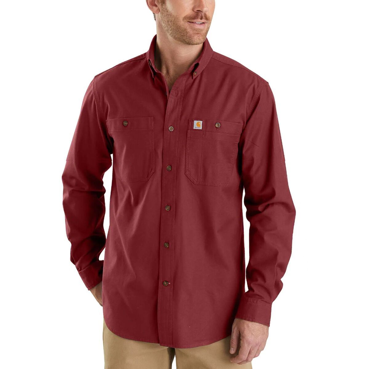 Carhartt Rugged Flex Midweight Canvas Long-Sleeve Shirt - Men's Oxblood, 4XL