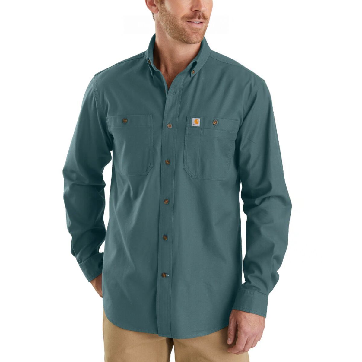 Carhartt Rugged Flex Midweight Canvas Long-Sleeve Shirt - Men's Sea Pine, S