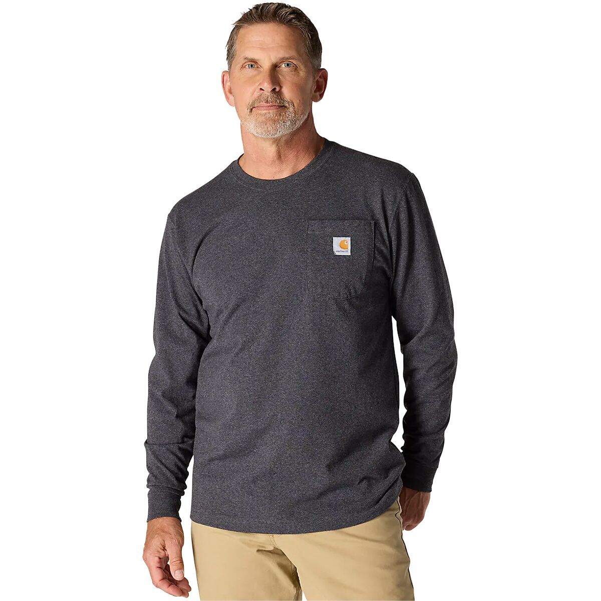 Image of Carhartt Workwear Pocket Long-Sleeve T-Shirt - Men's Carbon Heather, M