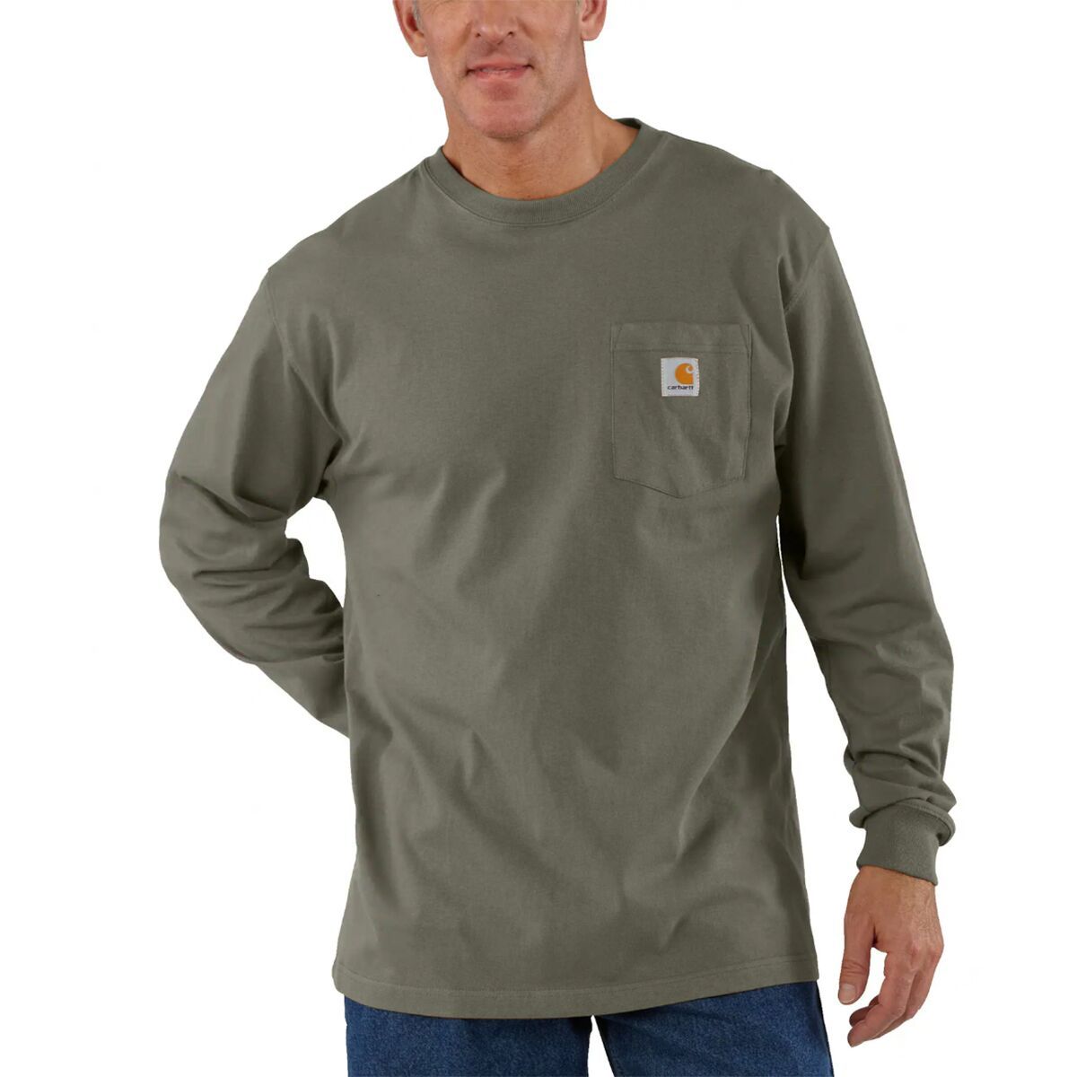 Image of Carhartt Workwear Pocket Long-Sleeve T-Shirt - Men's Dusty Olive, M
