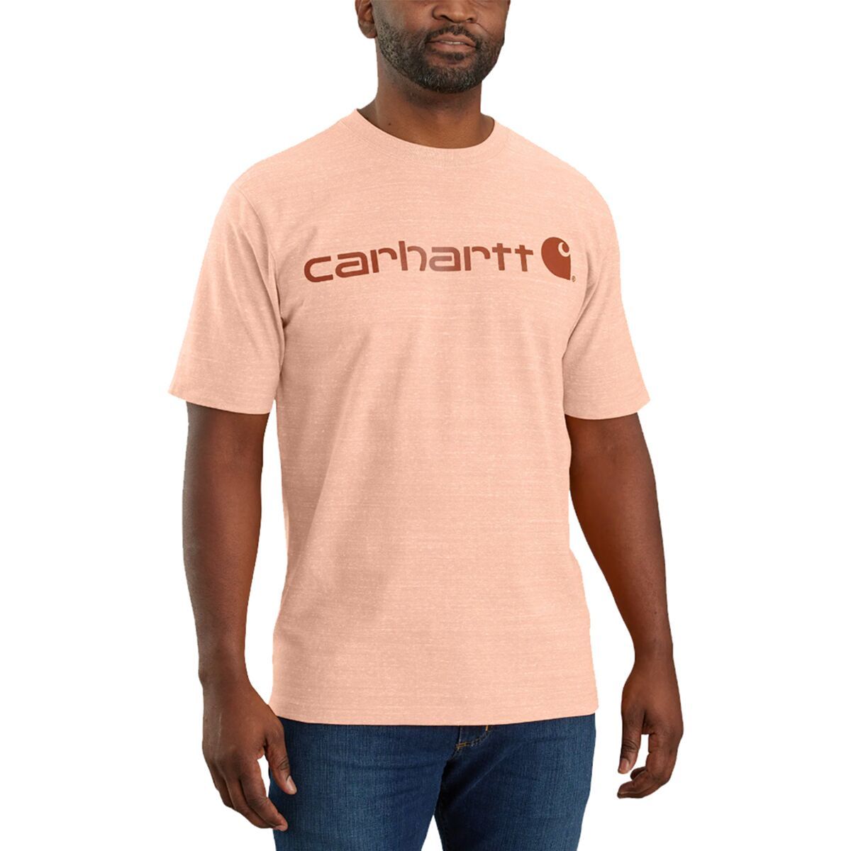 Carhartt Signature Logo Loose Fit Short-Sleeve T-Shirt - Men's Pale Apricot Snow Heather, L