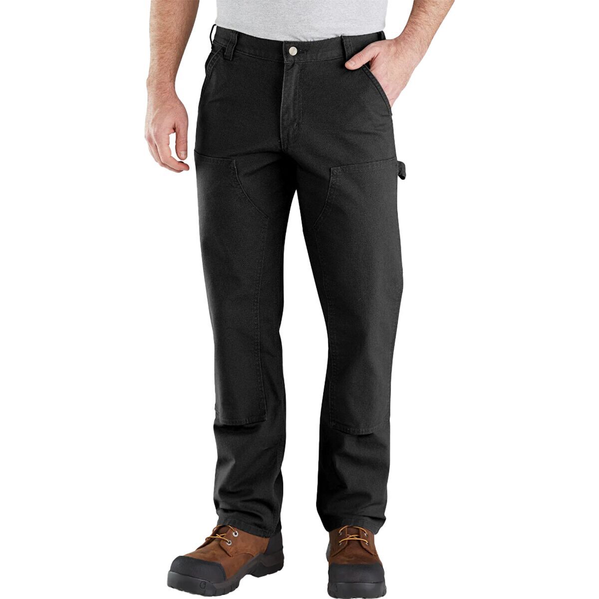 Image of Carhartt Relaxed Rugged Flex Duck Double-Front Dungaree - Men's Black, 34x30