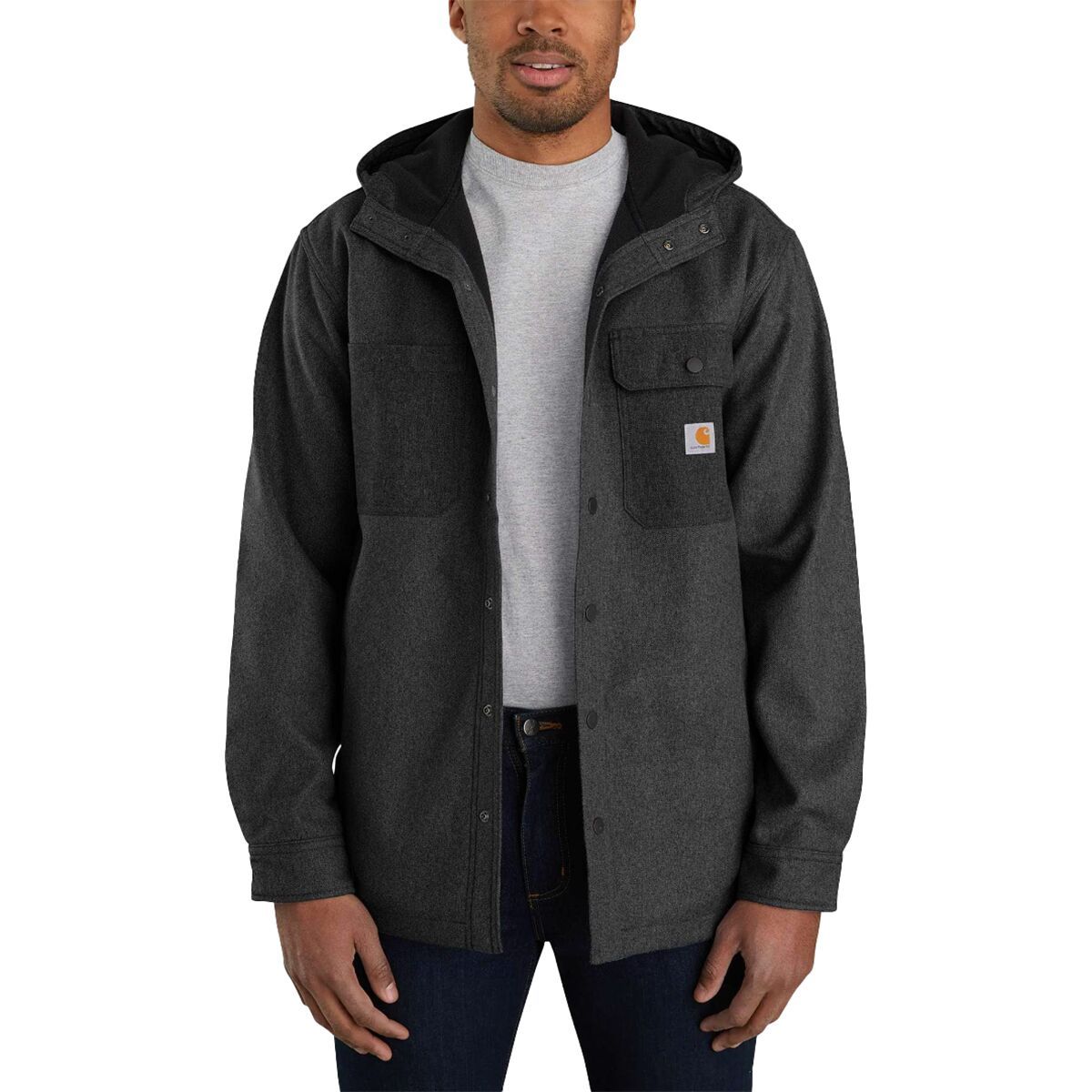 Carhartt Heavyweight Hooded Shirt Jacket - Men's Black Heather, M