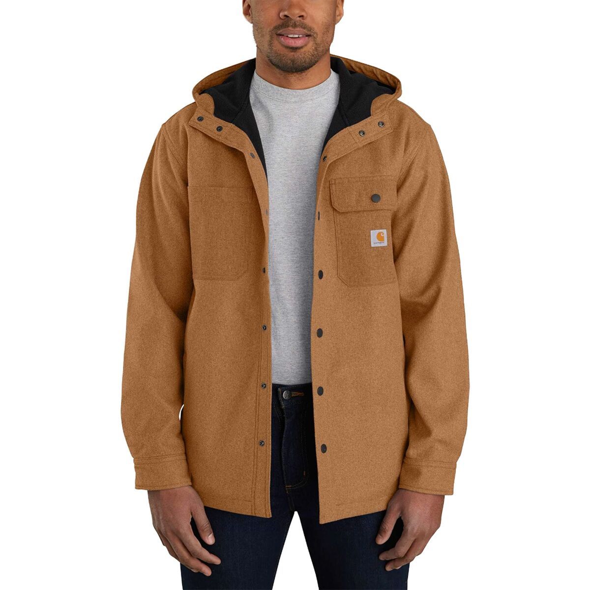 Carhartt Heavyweight Hooded Shirt Jacket - Men's Oiled Walnut Heather, XL