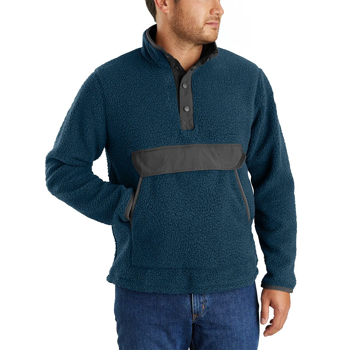 Carhartt Relaxed Fit Fleece Snap Front Jacket - Men's Night Blue Heather, XL