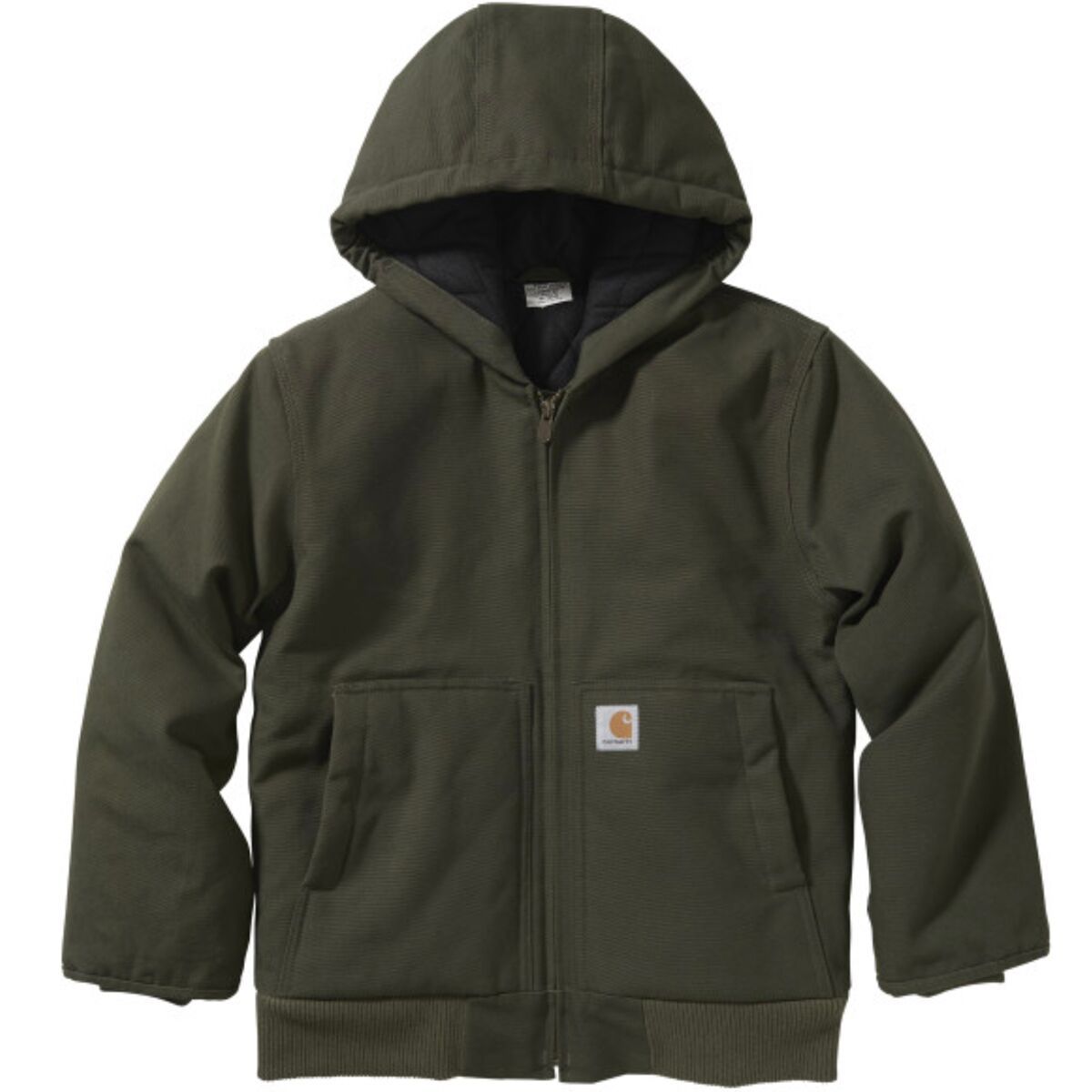 Carhartt Canvas Insulated Hooded Active Jacket - Boys' Olive, XXS