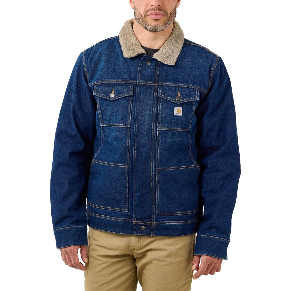 Carhartt Relaxed Fit Denim Sherpa-Lined Jacket - Men's Beech, L