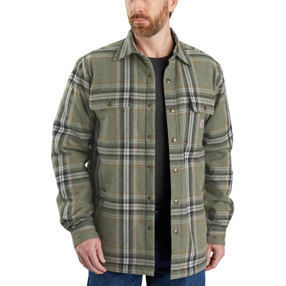 Carhartt Relaxed Fit Flannel Sherpa-Lined Shirt Jacket - Men's Basil, XL