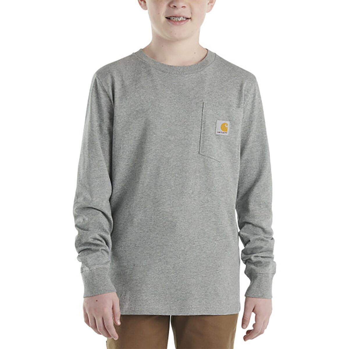Carhartt Long-Sleeve Pocket T-Shirt - Boys' Dark Grey, XL(18/20)