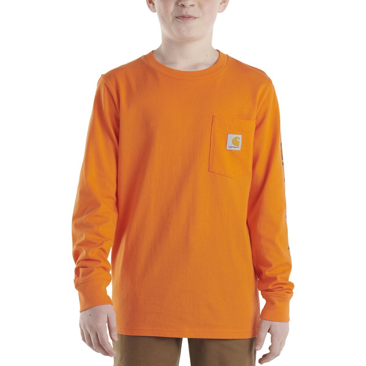 Carhartt Long-Sleeve Pocket T-Shirt - Boys' Orange, L(14/16)