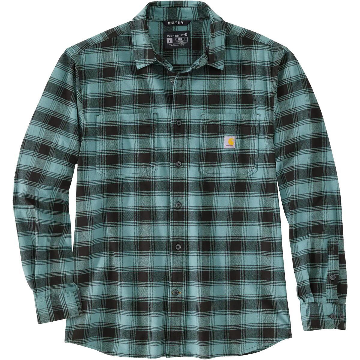 Carhartt Rugged Flex RF MW Flannel Long-Sleeve Plaid Shirt - Men's Sea Pine, XXL