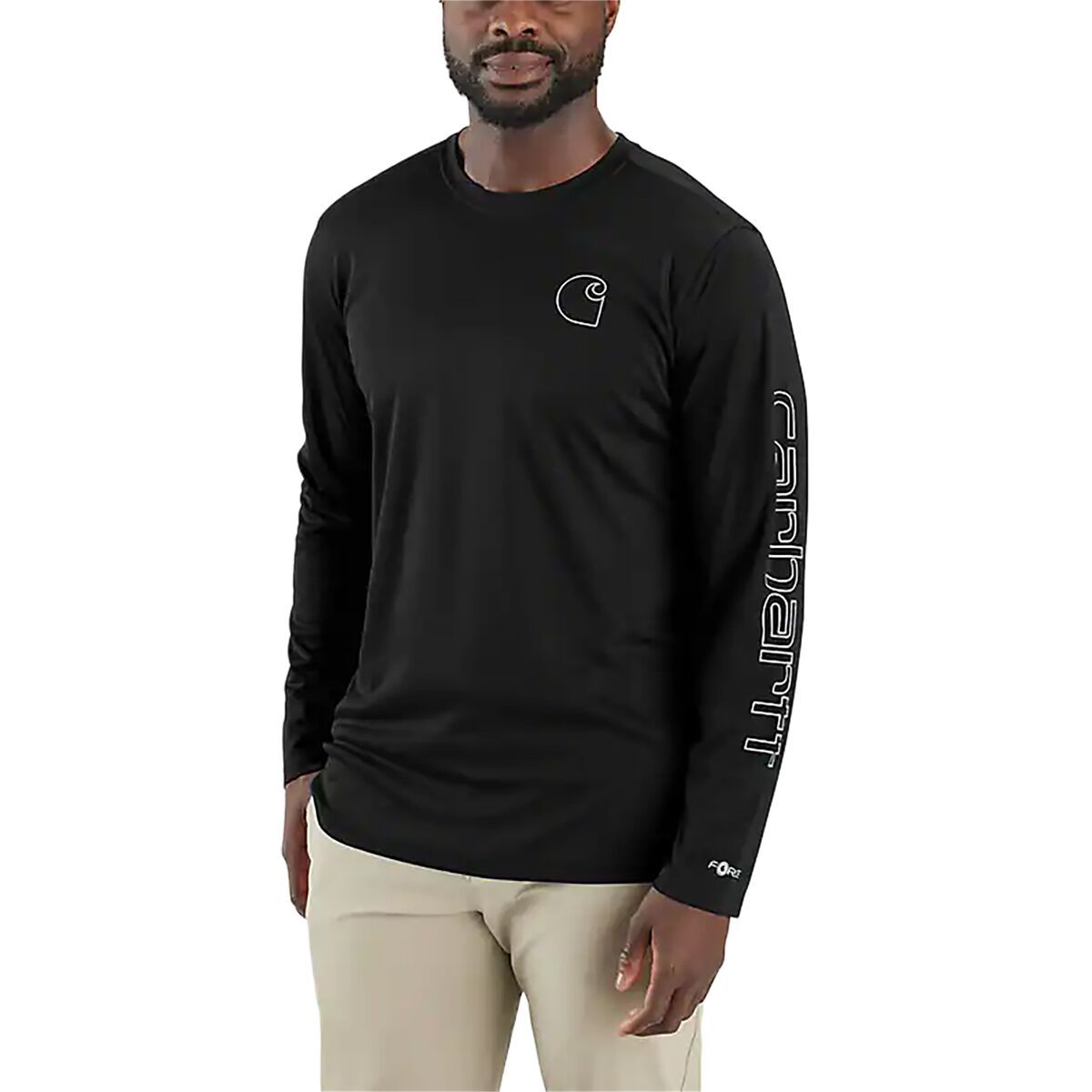 Image of Carhartt Force SunDefender LW Long-Sleeve Logo Graphic T-Shirt- Men's Black, L