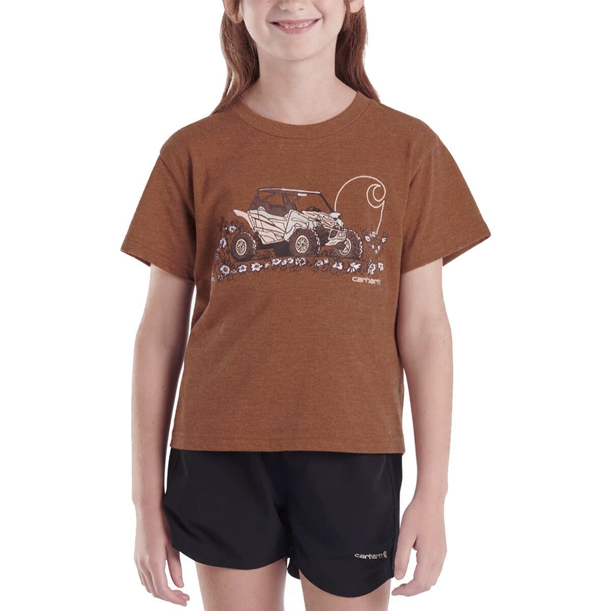 Image of Carhartt Short-Sleeve Vehicle T-Shirt - Girls' Medium Brown, M(10/12)