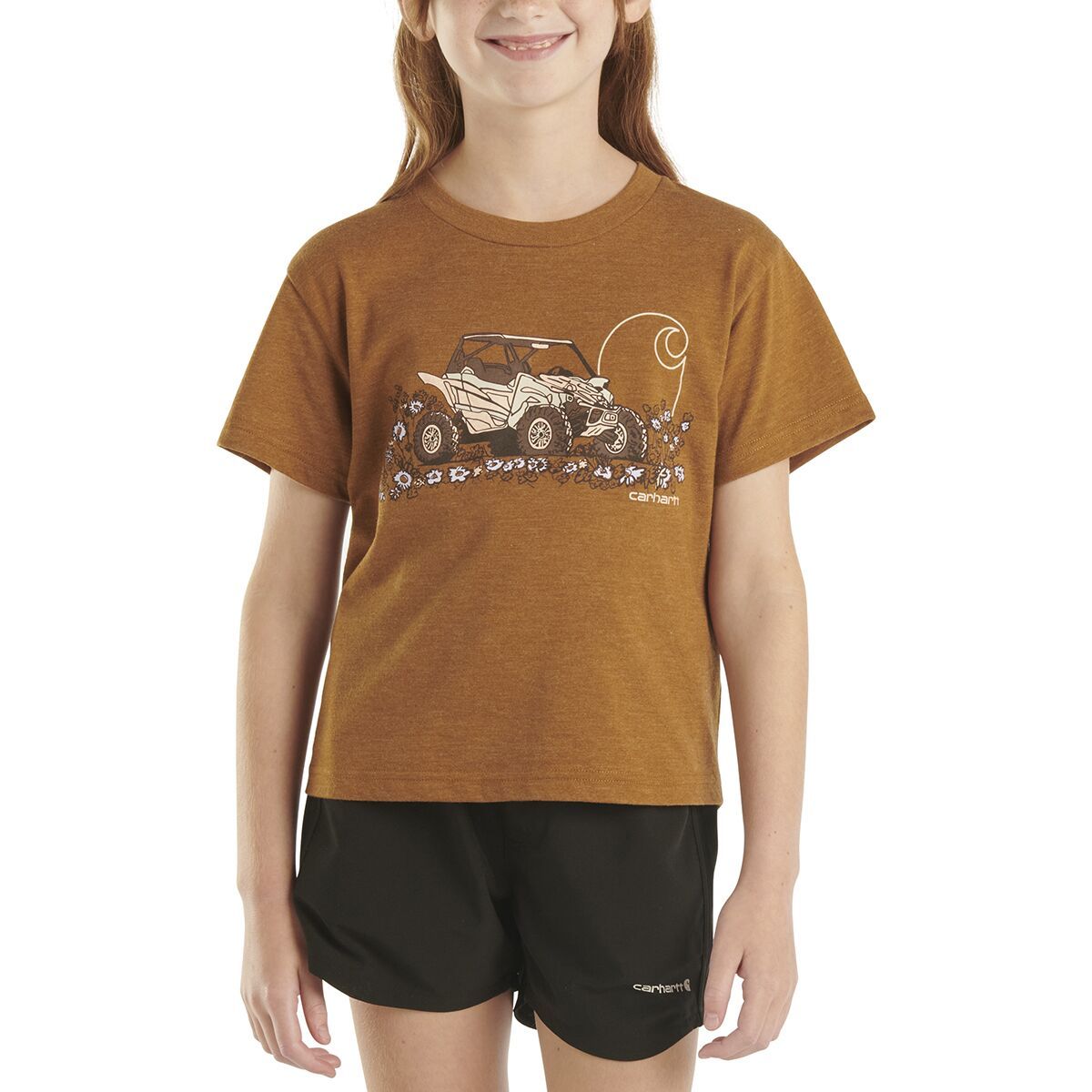 Image of Carhartt Short-Sleeve Vehicle T-Shirt - Little Girls' Medium Brown, 4