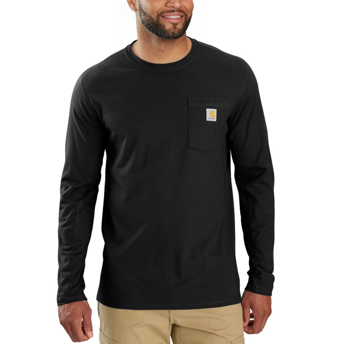 Carhartt Force Relaxed Fit MW LS Pocket T-Shirt - Men's Black, S