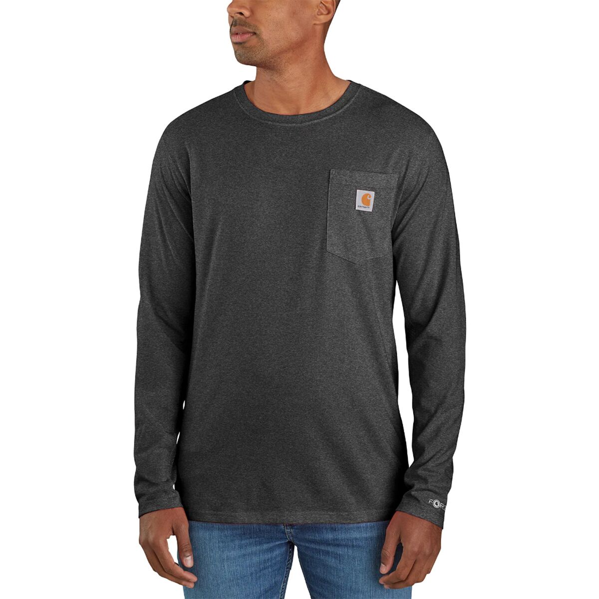 Image of Carhartt Force Relaxed Fit MW LS Pocket T-Shirt - Men's Carbon Heather, M