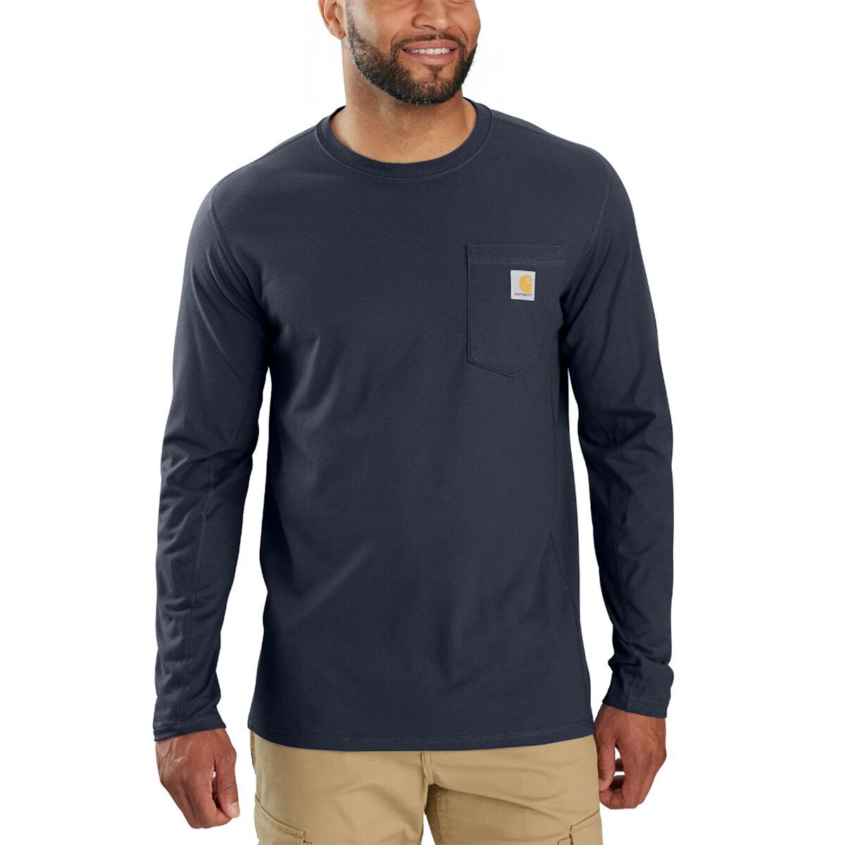 Image of Carhartt Force Relaxed Fit MW LS Pocket T-Shirt - Men's Navy, S