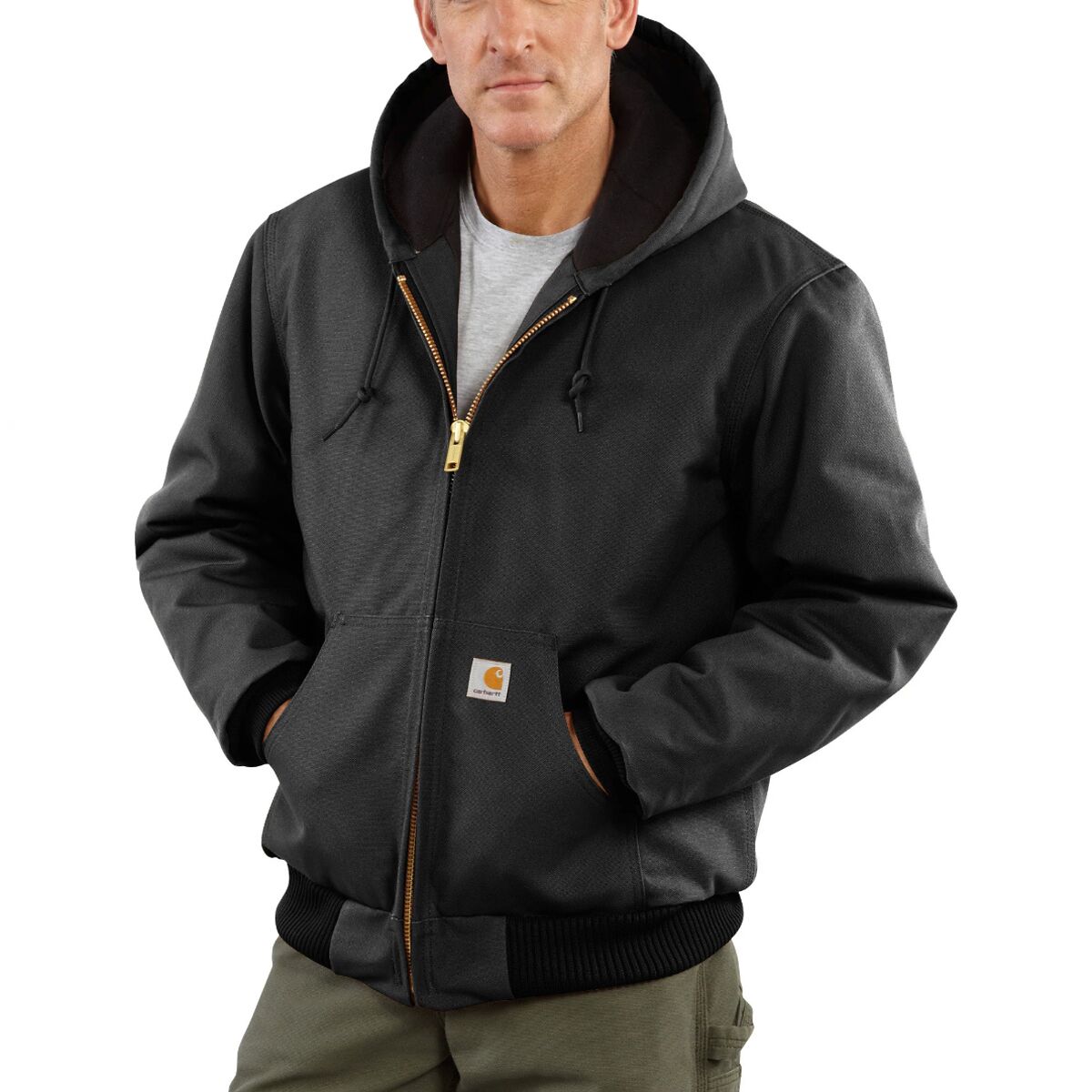 Image of Carhartt J140 Loose Firm Duck Ins Flannel-Lined Active Jacket - Men's Black, L