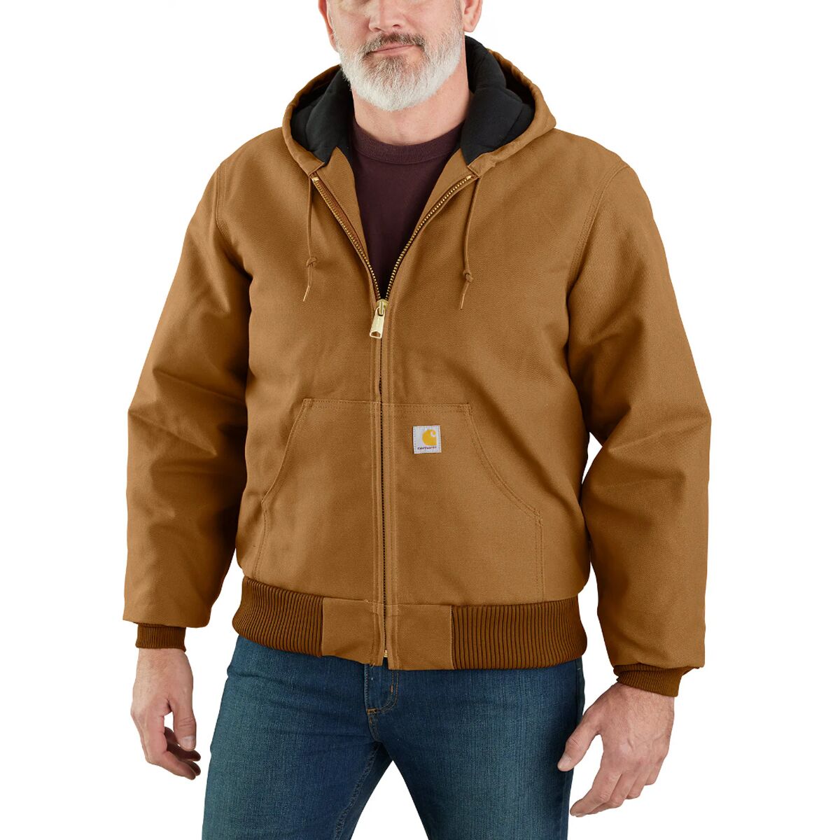 Image of Carhartt J140 Loose Firm Duck Ins Flannel-Lined Active Jacket - Men's Carhartt Brown, XXL