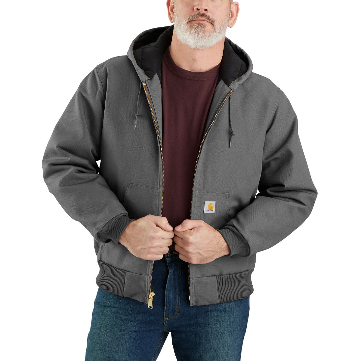 Image of Carhartt J140 Loose Firm Duck Ins Flannel-Lined Active Jacket - Men's Gravel, M