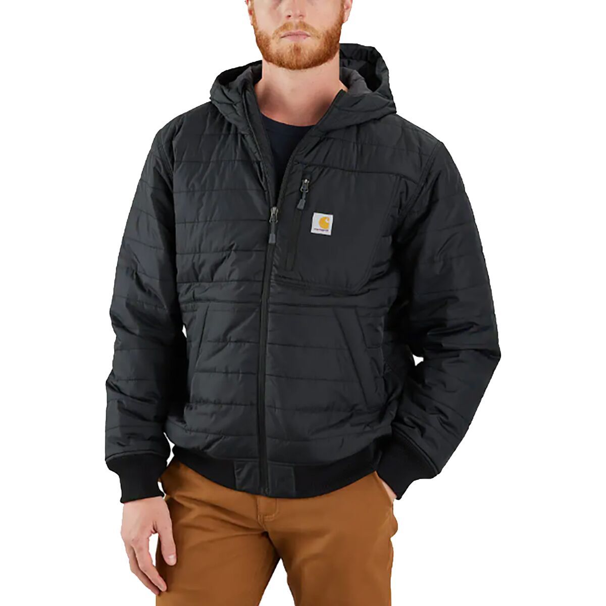 Image of Carhartt Rain Defender Relaxed Fit LW Insulated Hooded Jacket - Men's Black, S