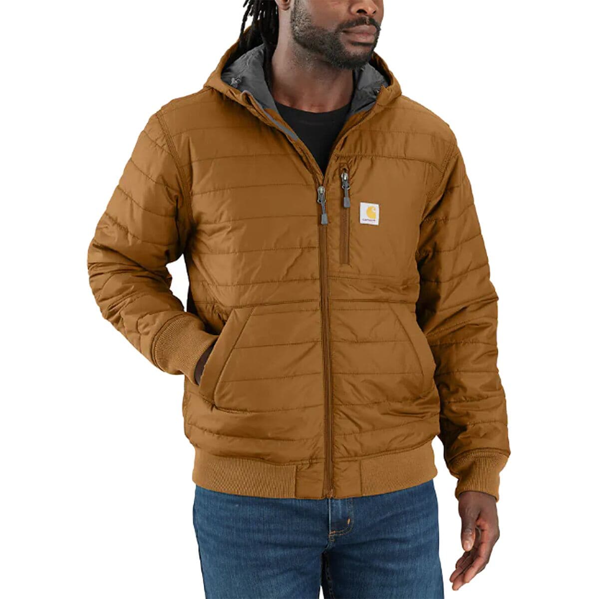 Image of Carhartt Rain Defender Relaxed Fit LW Insulated Hooded Jacket - Men's Carhartt Brown, L