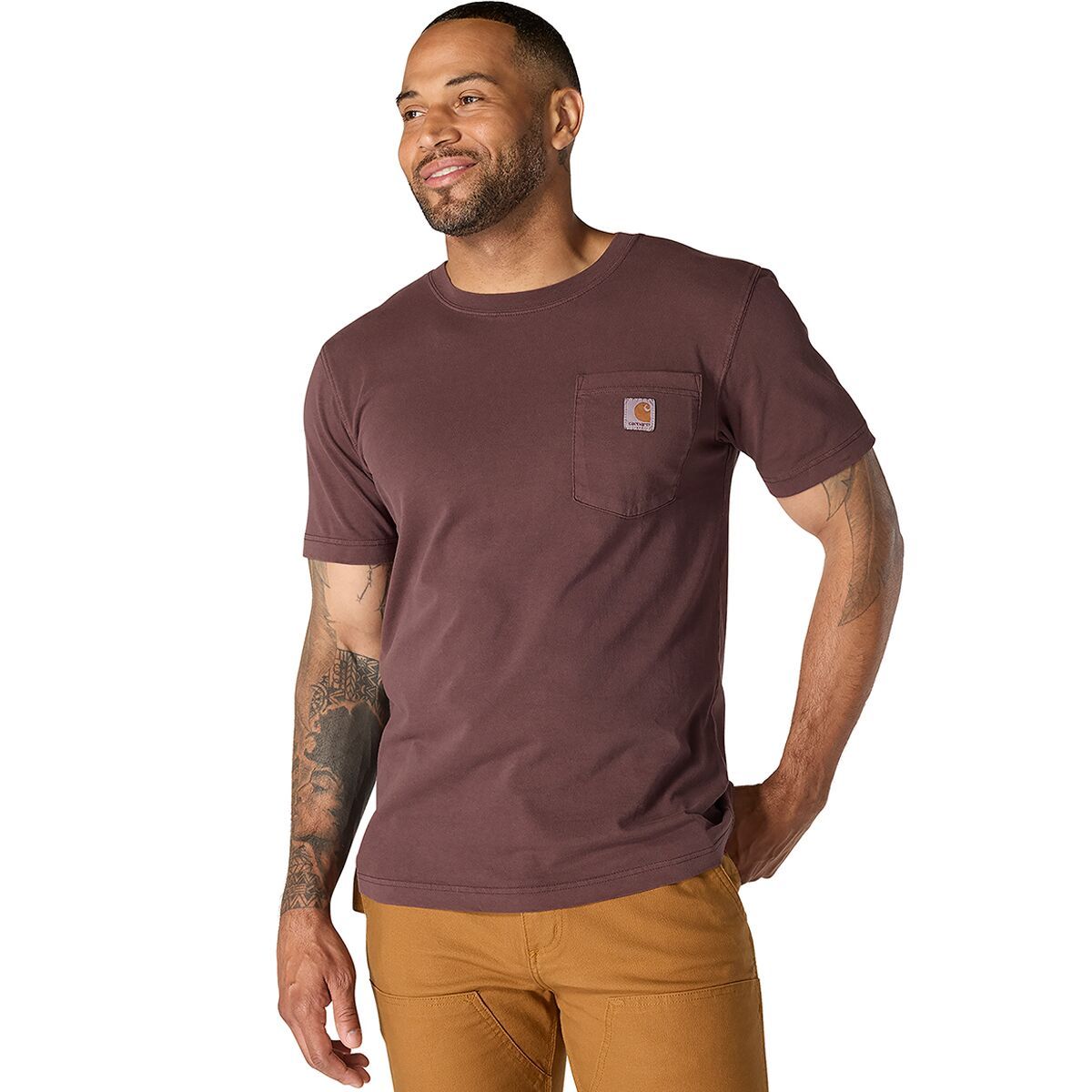 Image of Carhartt Relaxed Fit LW Garment Dyed Pocket T-Shirt - Men's Dark Sepia, XL