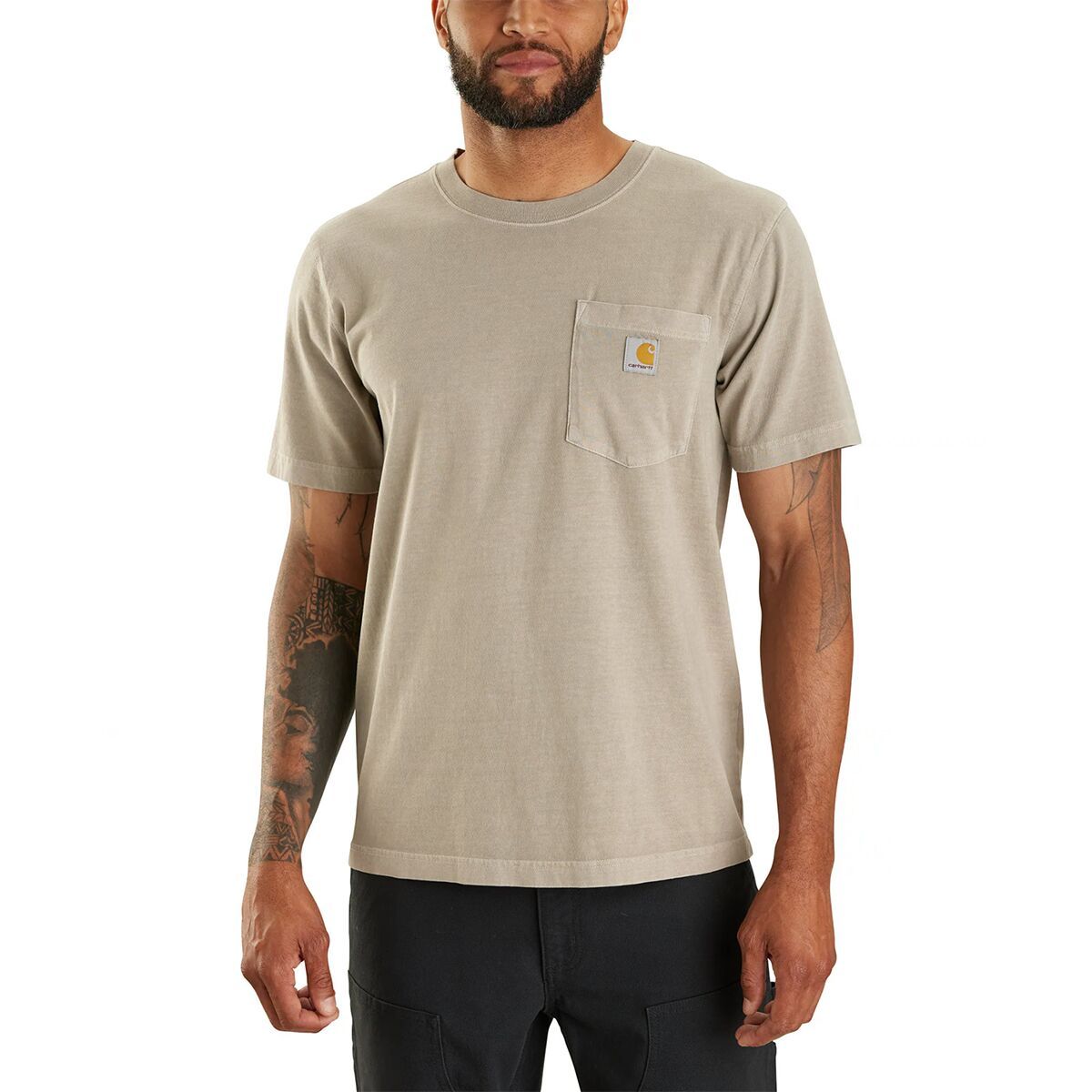 Image of Carhartt Relaxed Fit LW Garment Dyed Pocket T-Shirt - Men's Greige, XXL