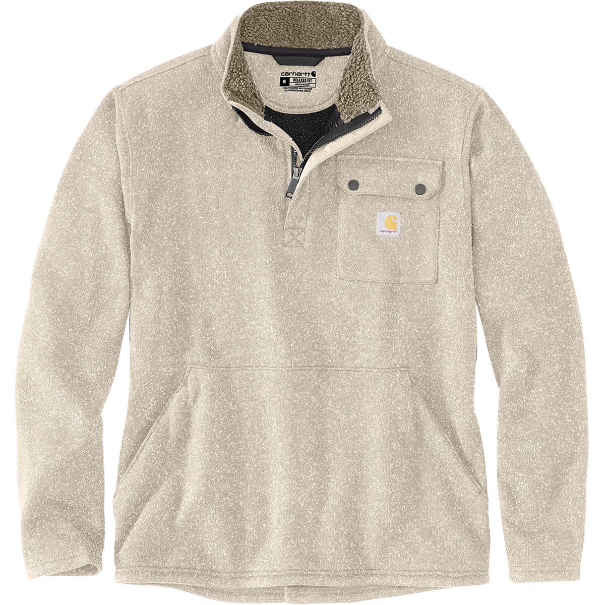 Image of Carhartt RelaxedFit MW 1/2-Zip Pocket Sweater Fleece Pullover - Men's Oat Milk, L