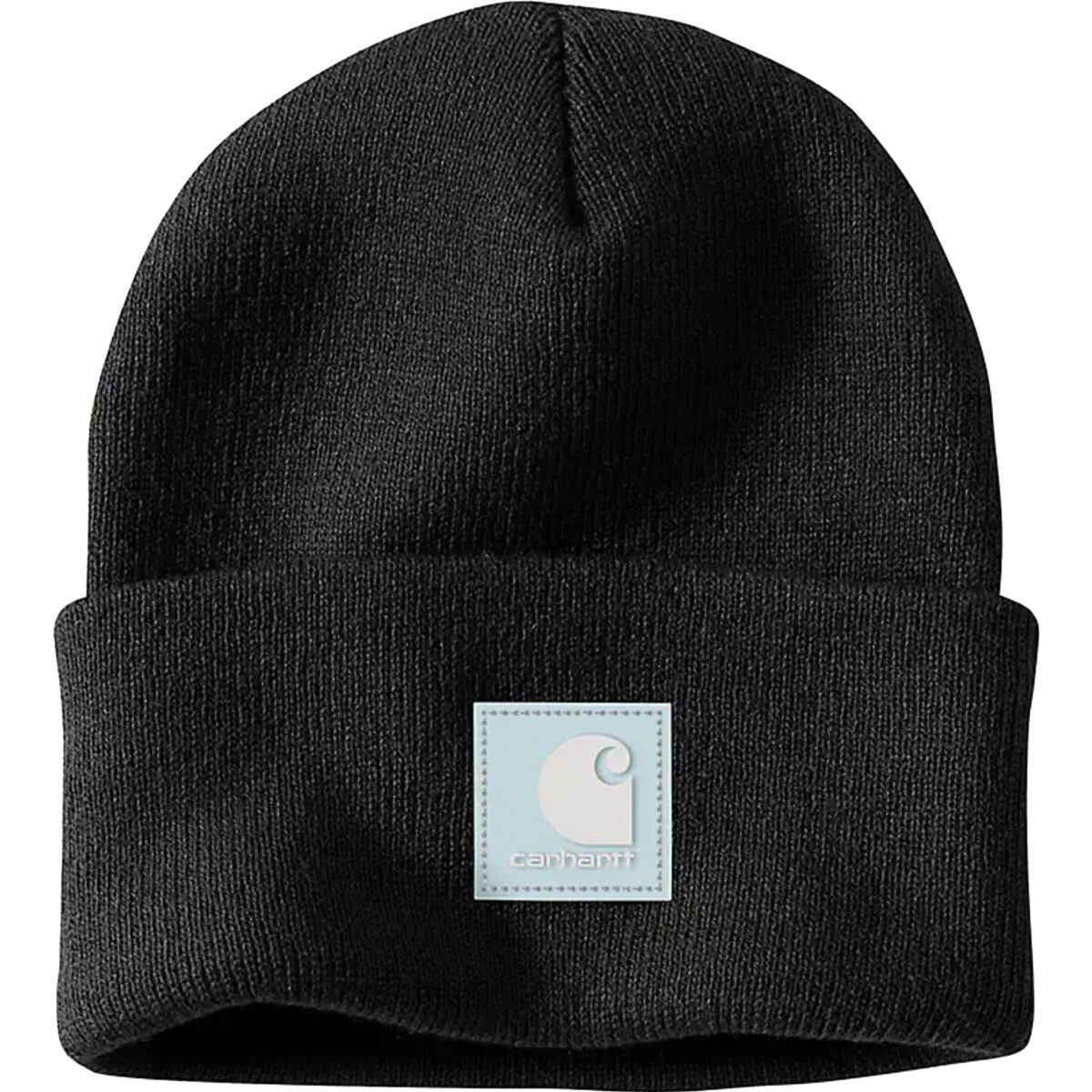 Image of Carhartt Knit Rubber Patch Beanie Black/Early Fog, One Size
