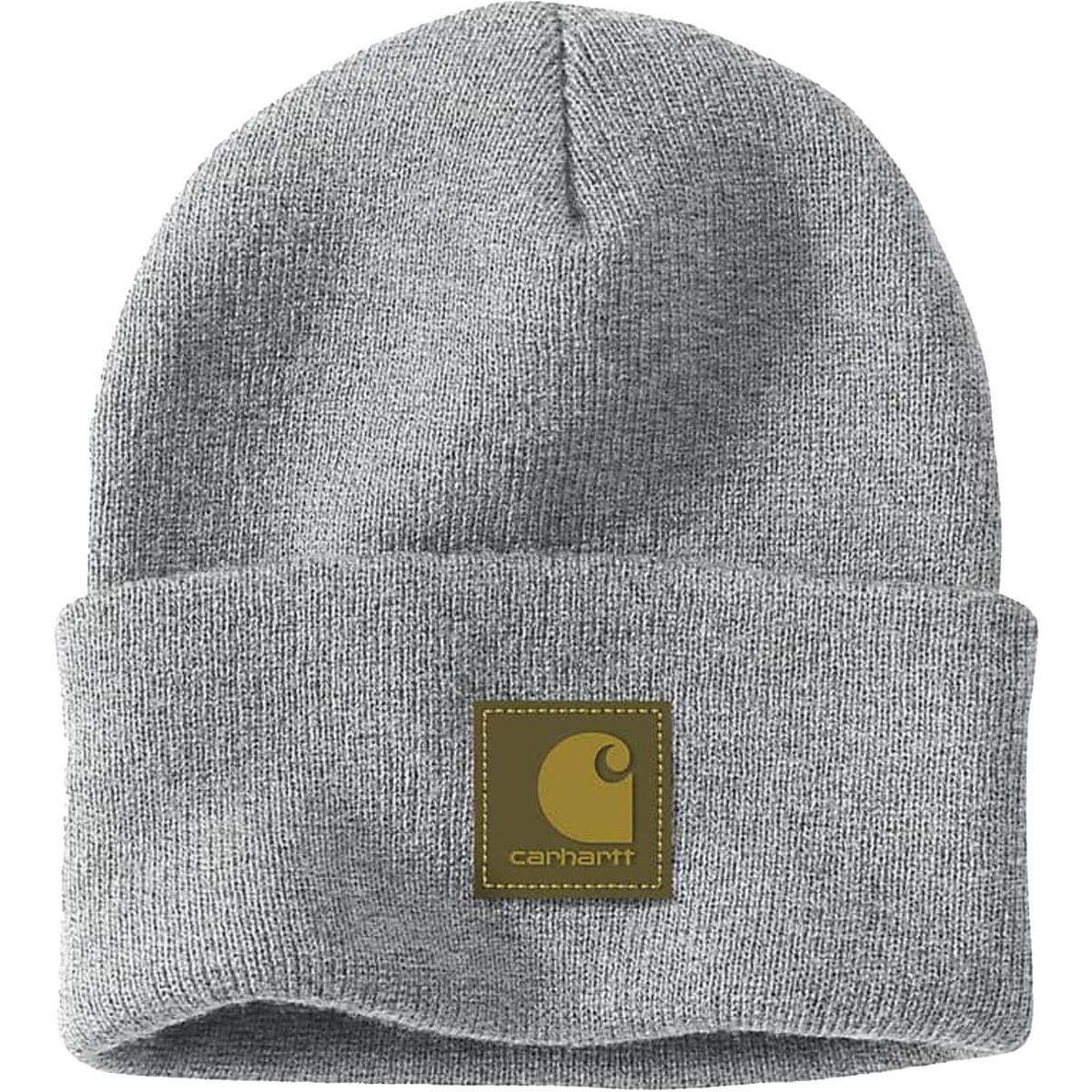 Image of Carhartt Knit Rubber Patch Beanie Heather Gray, One Size