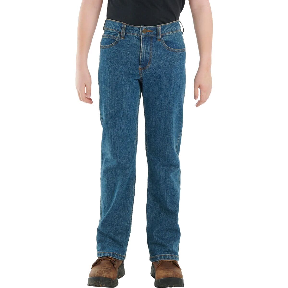 Image of Carhartt Rugged Flex Relaxed Fit 5-Pocket Bootcut Jean - Boys' Denim Medium Wash, 5