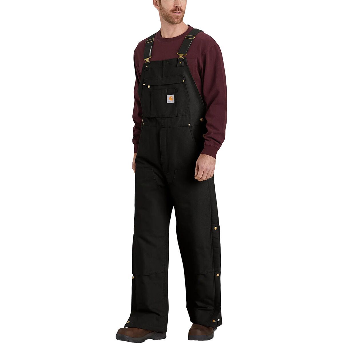 Image of Carhartt Loose Fit Firm Duck Insulated Bib Overall - Men's Black, L/Reg