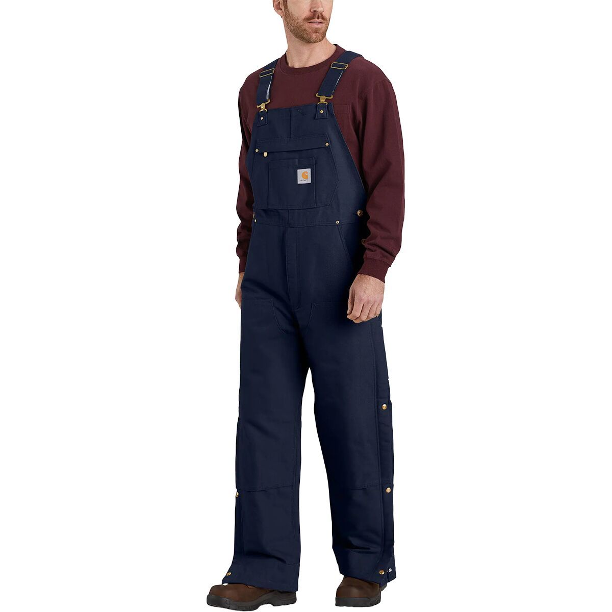 Image of Carhartt Loose Fit Firm Duck Insulated Bib Overall - Men's Dark Navy, L/Reg