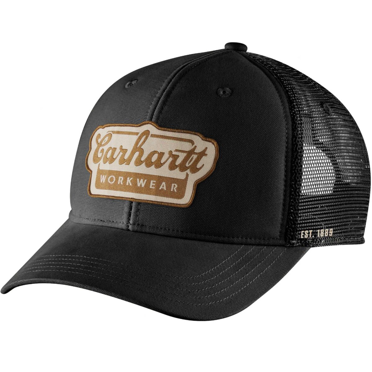 Image of Carhartt Rugged Flex Twill Mesh-Back Script Patch Cap Black, One Size