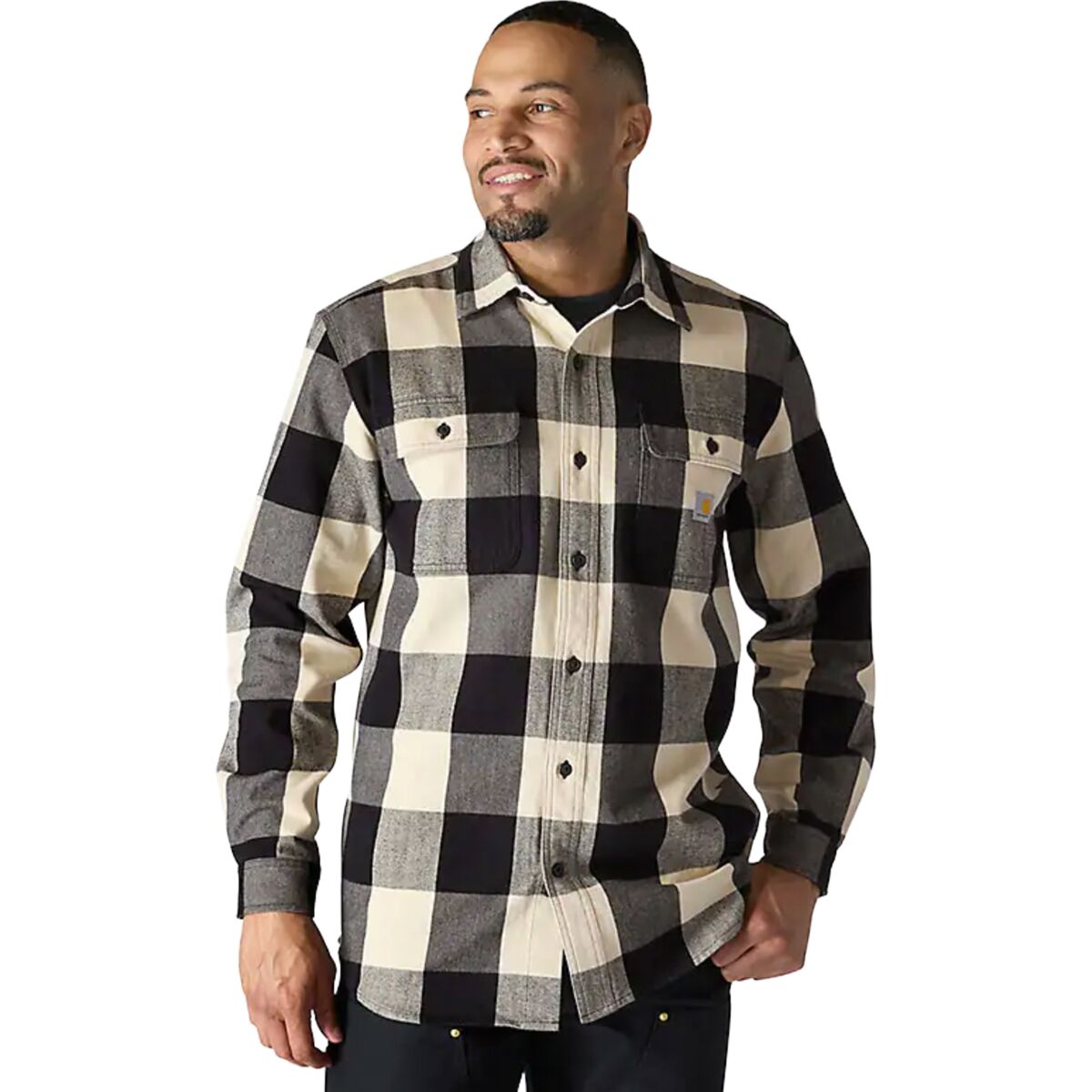 Image of Carhartt Loose Heavyweight Flannel LS Plaid Shirt - Men's Oat Milk, XXL