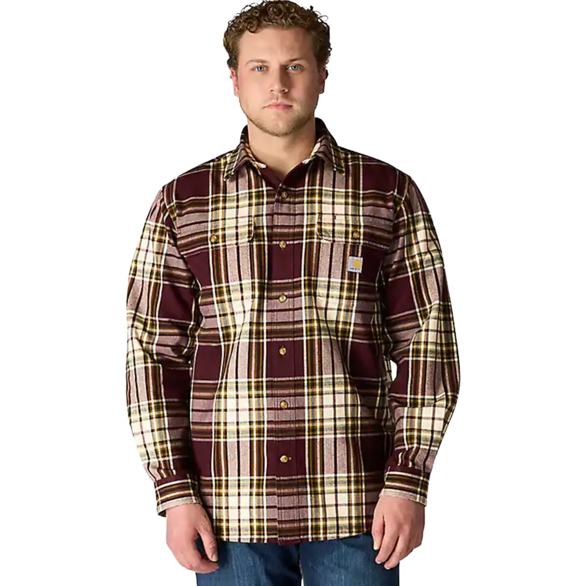 Image of Carhartt Loose Heavyweight Flannel LS Plaid Shirt - Men's Port, L