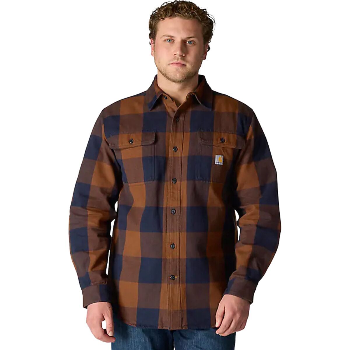 Image of Carhartt Loose Heavyweight Flannel LS Plaid Shirt - Men's Red Duck, L